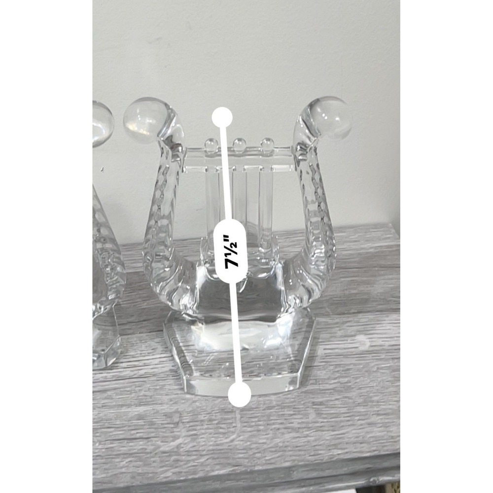 Shannon Crystal Lyre Harp Bookends 24% Lead Crystal Slovakia Set‎ of 2 Clear - Picture 5 of 7